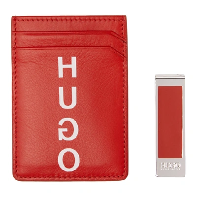 Shop Hugo Red Money Clip Card Holder In 600 Red