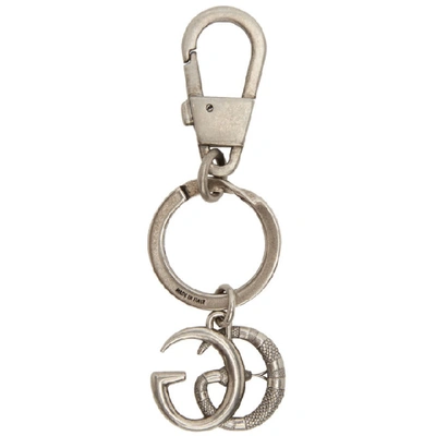 Shop Gucci Silver Gg Marmont Snake Keychain In 8111 Silver