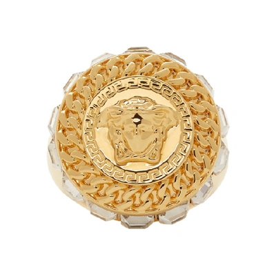 Shop Versace Gold Crystal Medusa Ring