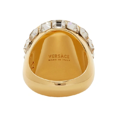 Shop Versace Gold Crystal Medusa Ring