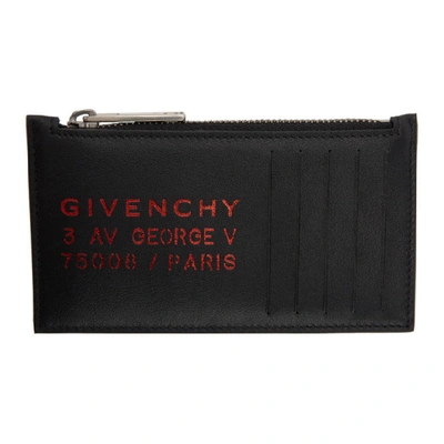 Shop Givenchy Black Address Zippered Card Holder In 009-blk