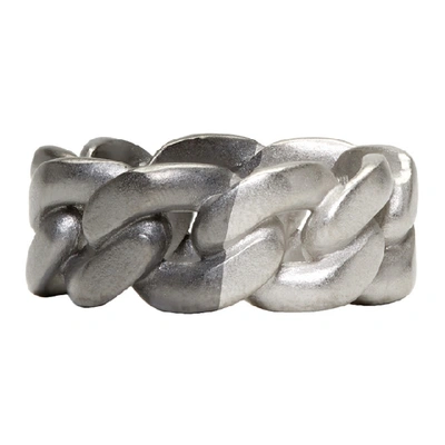 Shop Maison Margiela Silver And Black Chain-link Ring In 963 Slvr Bl