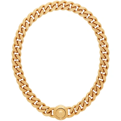 Shop Versace Gold Tribute Necklace In Kot Gold