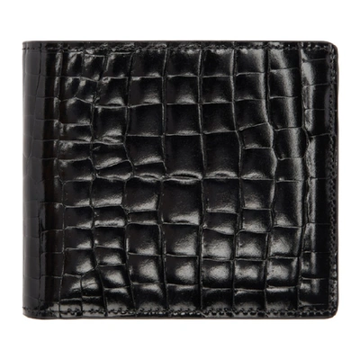 Shop Maison Margiela Black Croc Bifold Wallet In T8013 Black