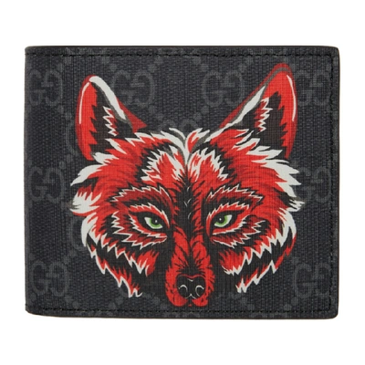 Shop Gucci Black Gg Supreme Wolf Wallet In 9789 Black