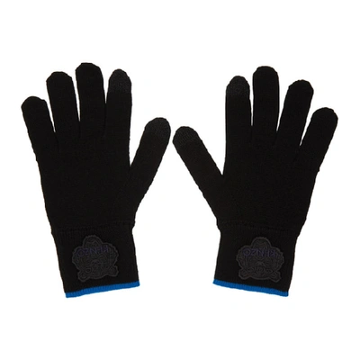 Shop Kenzo Black Tiger Crest Gloves In 99 - Black