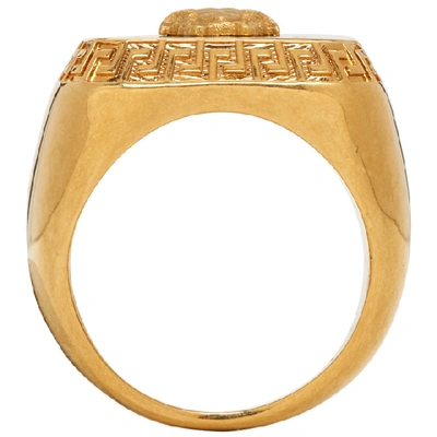 Shop Versace Gold Square Medusa Ring In K41t Gold