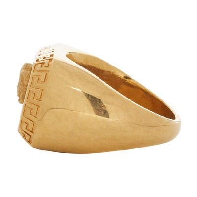 Shop Versace Gold Square Medusa Ring In K41t Gold