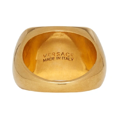 Shop Versace Gold Square Medusa Ring In K41t Gold