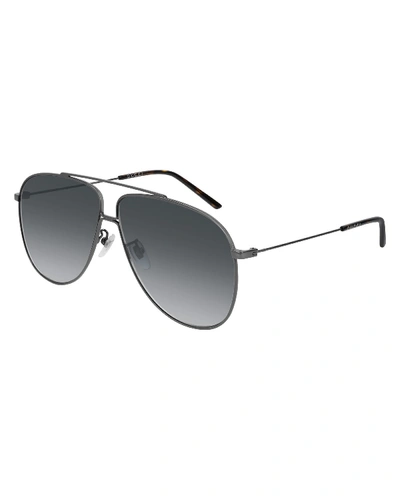 Shop Gucci Men's Gradient Aviator Sunglasses In Gray