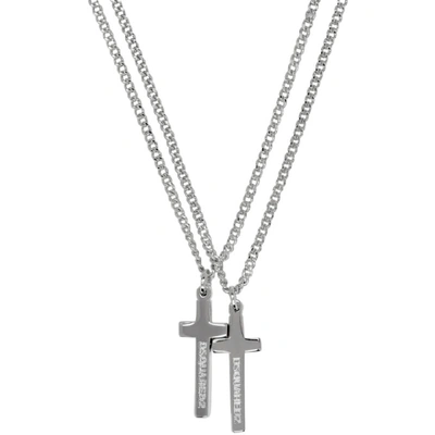 Shop Dsquared2 Silver Jesus Necklace In F124-pallad