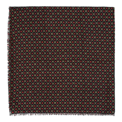 Shop Gucci Black And Yellow Gg Star Shawl In 1075 Blkylw