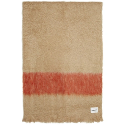 Shop Jil Sander Plus Tan Single Stripe Blanket