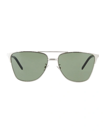 Shop Saint Laurent Men's Sl 280 Double-bridge Sunglasses, Silver