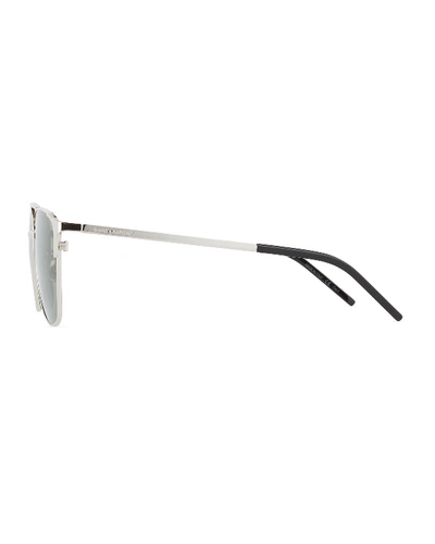 Shop Saint Laurent Men's Sl 280 Double-bridge Sunglasses, Silver