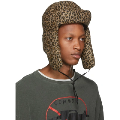 Shop R13 Tan Leopard Canvas Trapper Hat