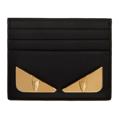 Shop Fendi Black And Gold Bag Bugs Card Holder In F0kurneroro