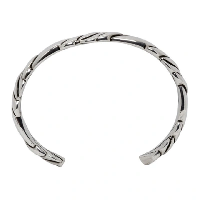 Shop Saint Laurent Silver Compress Bracelet In 8142 Silvox