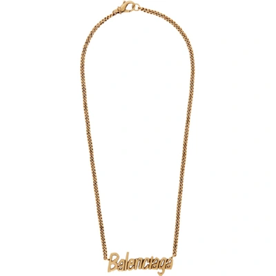 Shop Balenciaga Gold Typo Necklace