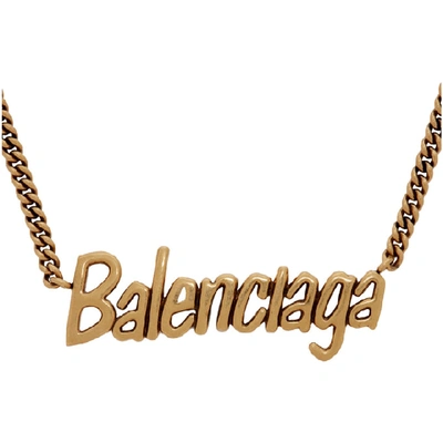 Shop Balenciaga Gold Typo Necklace