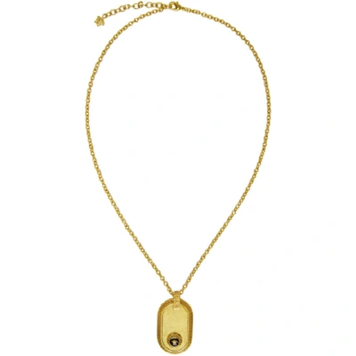 Shop Versace Gold And Black Medusa Oval Pendant Necklace In K41t Gldblk