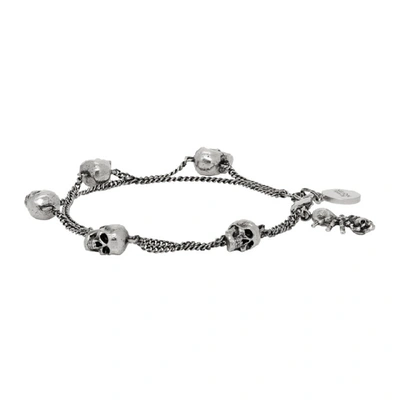 Shop Alexander Mcqueen Silver Skull And Spider Bracelet In 0446 Silver