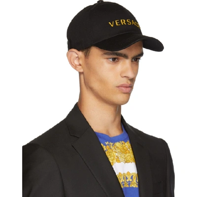 Shop Versace Black Logo Cap In I450 Black
