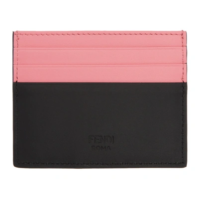 Shop Fendi Pink And Black Bag Bugs Card Holder In F156m Blk P
