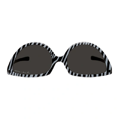 Shop Martine Rose Black And White Mykita Edition Zebra Sos Sunglasses In 925 Zebra