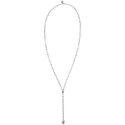 Shop Alexander Mcqueen Silver And Black Spider Beaded Rosary Necklace In 1497 0446jt