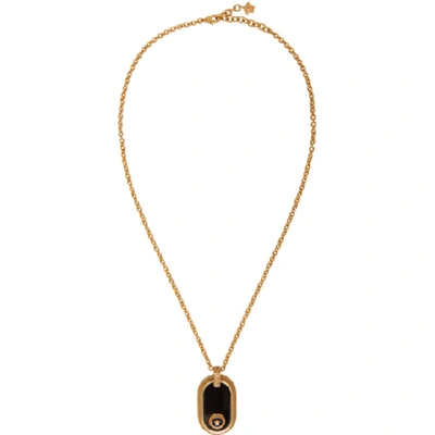 Shop Versace Gold & Black Medusa Resin Oval Pendant Necklace