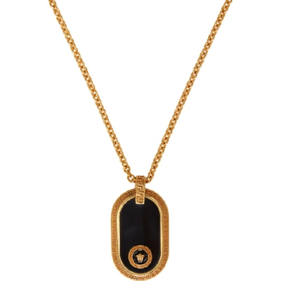 Shop Versace Gold & Black Medusa Resin Oval Pendant Necklace