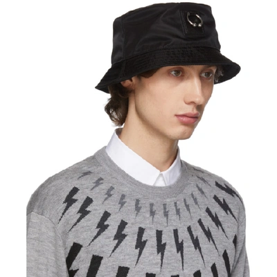 Shop Neil Barrett Black Pierced Bucket Hat In 01 Black