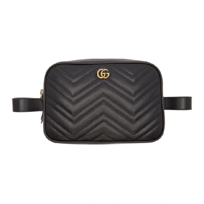 Shop Gucci Black Quilted Gg Marmont Belt Bag