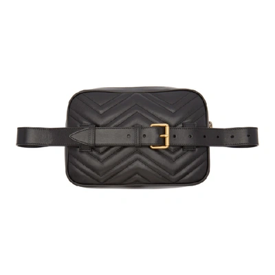 Shop Gucci Black Quilted Gg Marmont Belt Bag