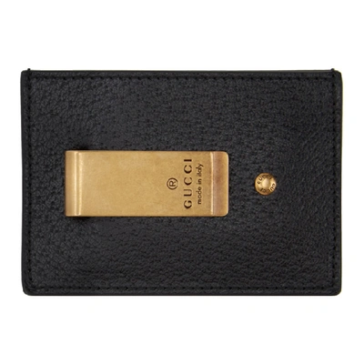 Shop Gucci Black Gg Marmont Money Clip Card Holder In 1000 Black