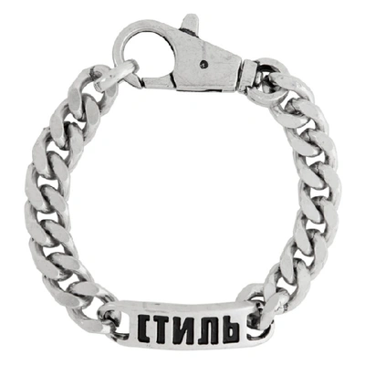 Shop Heron Preston Silver Curb Chain Style Bracelet In 9191 Slvslv