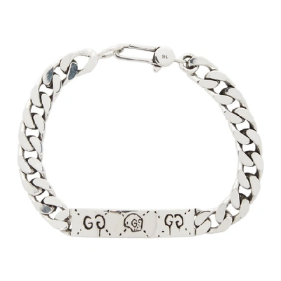 Shop Gucci Silver ' Ghost' Chain Bracelet