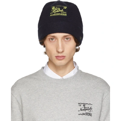 Shop Raf Simons Navy Wool And Cashmere Heroes Beanie In 00044 Dknvy