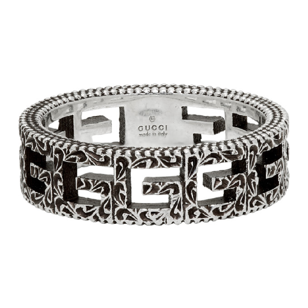 Gucci Silver Square G Motif Ring Modesens