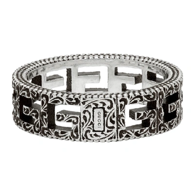 Shop Gucci Silver Square G Ring In 0811 Agdsil