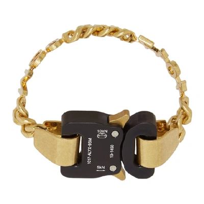 Shop Alyx 1017  9sm Gold And Black Hero Bracelet In Gld0001