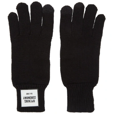 Shop Opening Ceremony Black Knit Logo Gloves In 0001 Black