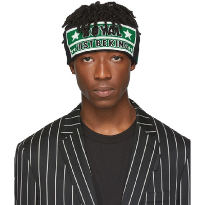 Shop Dolce & Gabbana Black & Green Virgin Wool 'just Be King' Headband