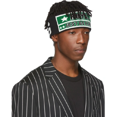 Shop Dolce & Gabbana Black & Green Virgin Wool 'just Be King' Headband