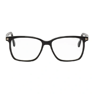 Shop Tom Ford Black Block Soft Square Glasses In 001shinyblk