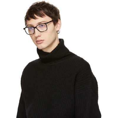 Shop Tom Ford Black Block Soft Square Glasses In 001shinyblk