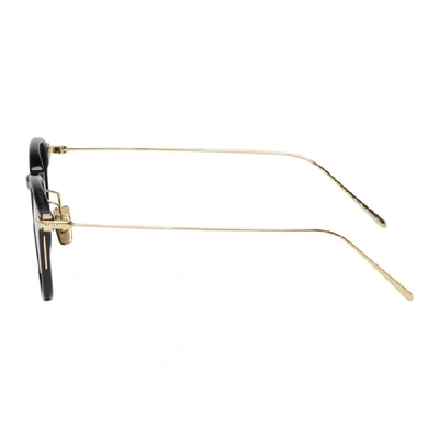 Shop Linda Farrow Luxe Black And Gold 16 C9 Sunglasses In Blkltgldgrn