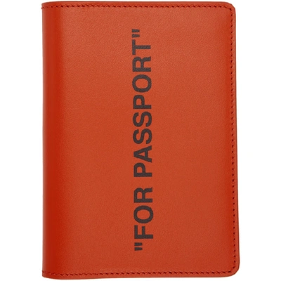OFF-WHITE 橙色双引号护照套