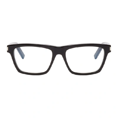 Shop Saint Laurent Black Rectangular Glasses